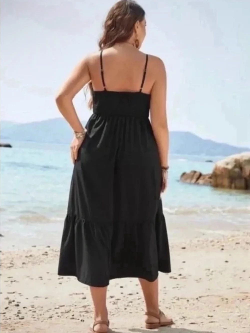 🆕Women’s plus-size Black/Multicolor Crochet-Bodice Midi Summer Dress💜💜3X/4X